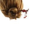 Vintage Red Rose Fringe Hairpin Fashion Chinese Hairpin Headwear Retro Red Hair Stick  Disk Hair