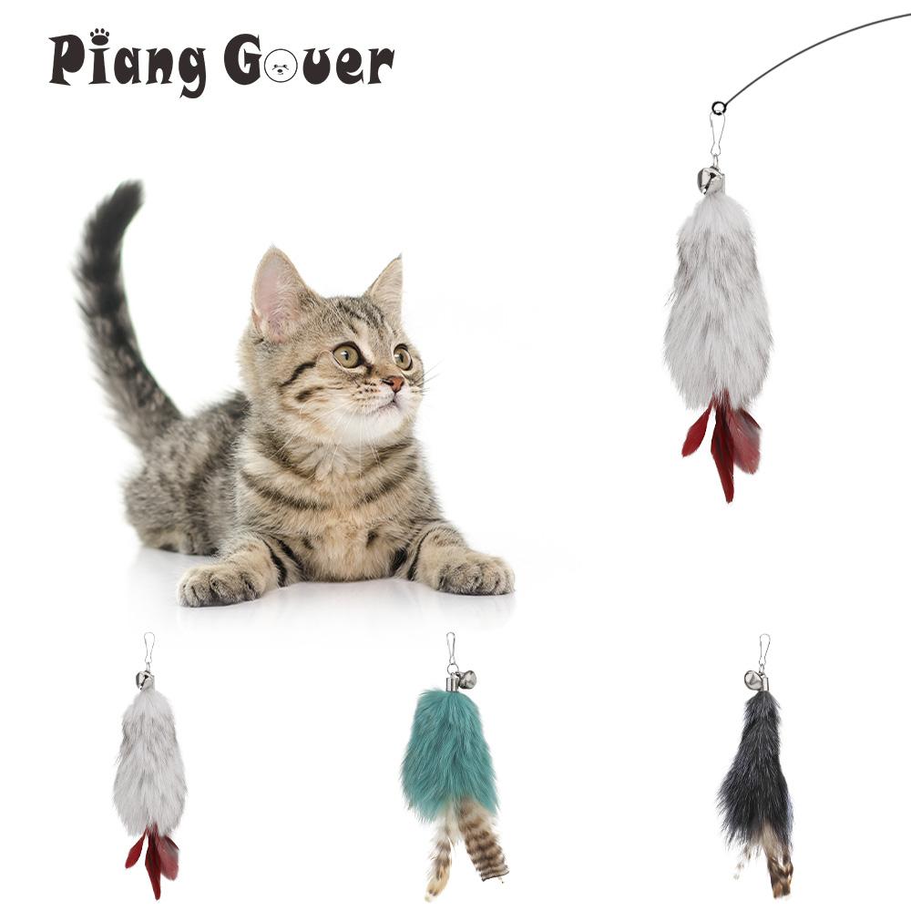3pcs Random Color Feather Replacement Accessories Funny Cat Stick Rod Teaser Small Bell Plush Pet Toy