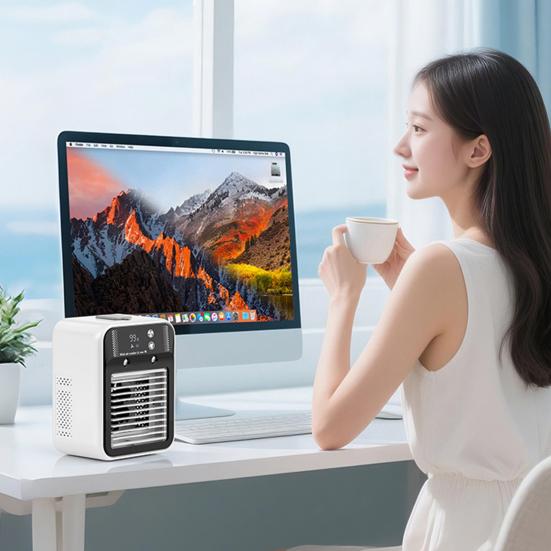 Yousheng Draagbare Airconditioner met Grote Watertank Oplaadbare Batterij Natuurlijke Windmodus Stille Werking Draagbare AC Unit