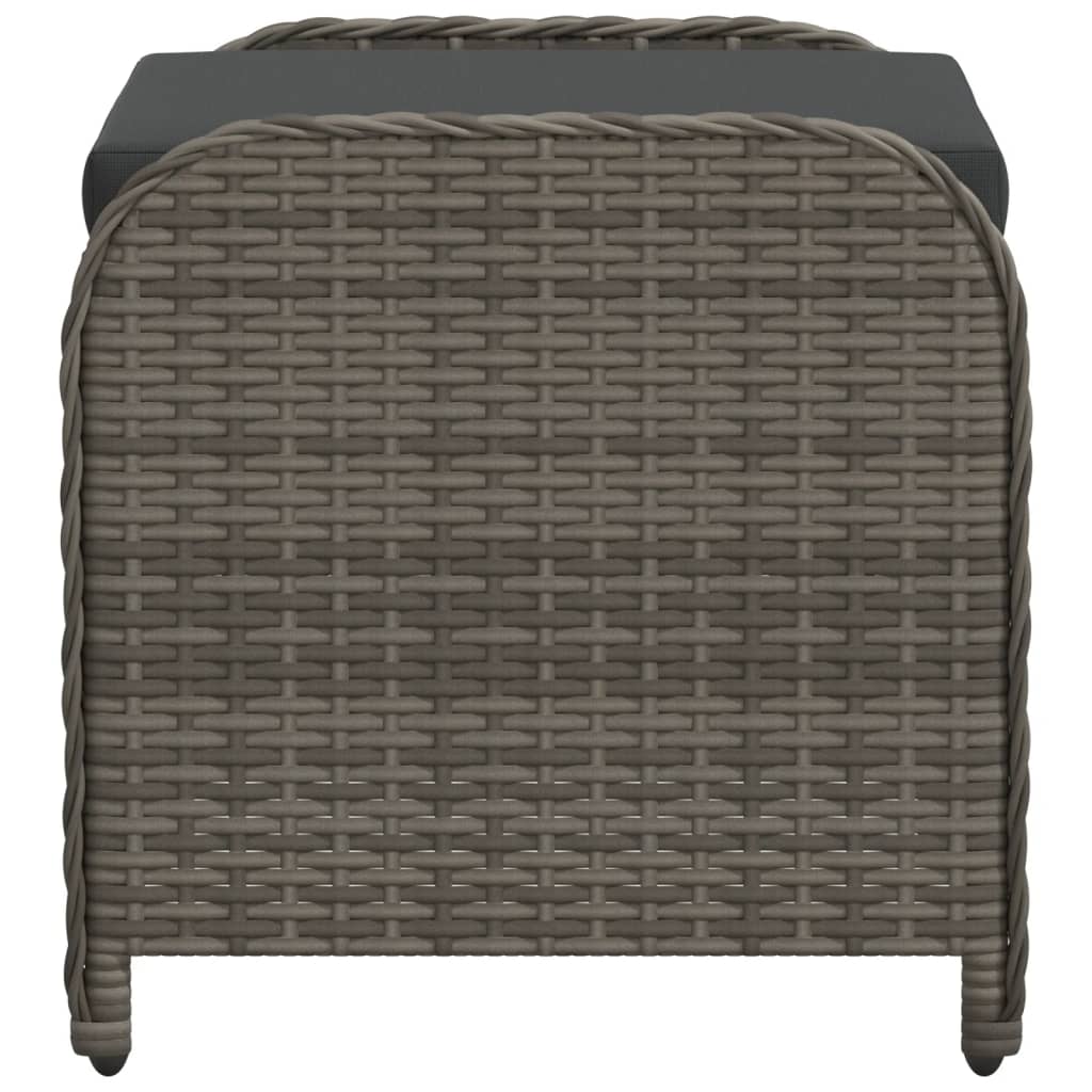 Vidaxl Garden Stool With Cushion, Grey, 58X46X46 Cm, Poly Rattan