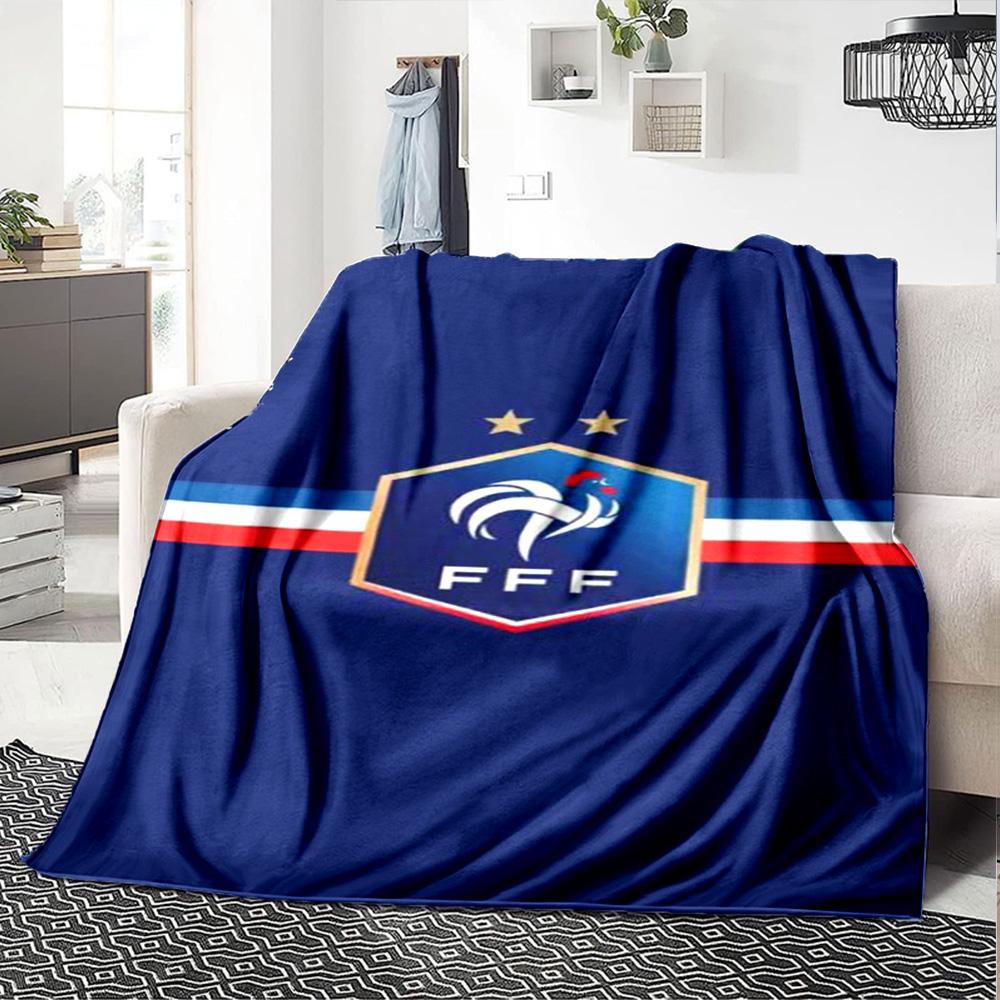 France FFF Print Flannel Blanket High Quality Warm Comfortable Cover for All Seasons Perfect for Gifts Home Decor