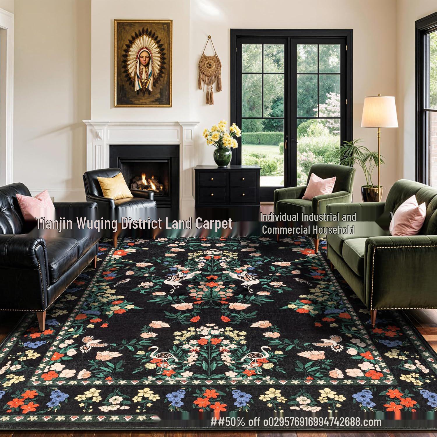 Plant Flower Rug - New Style, Stain-Resistant, Easy-Care, Wear-Resistant, Living Room Décor Rug 40x60cm Crystal Velvet