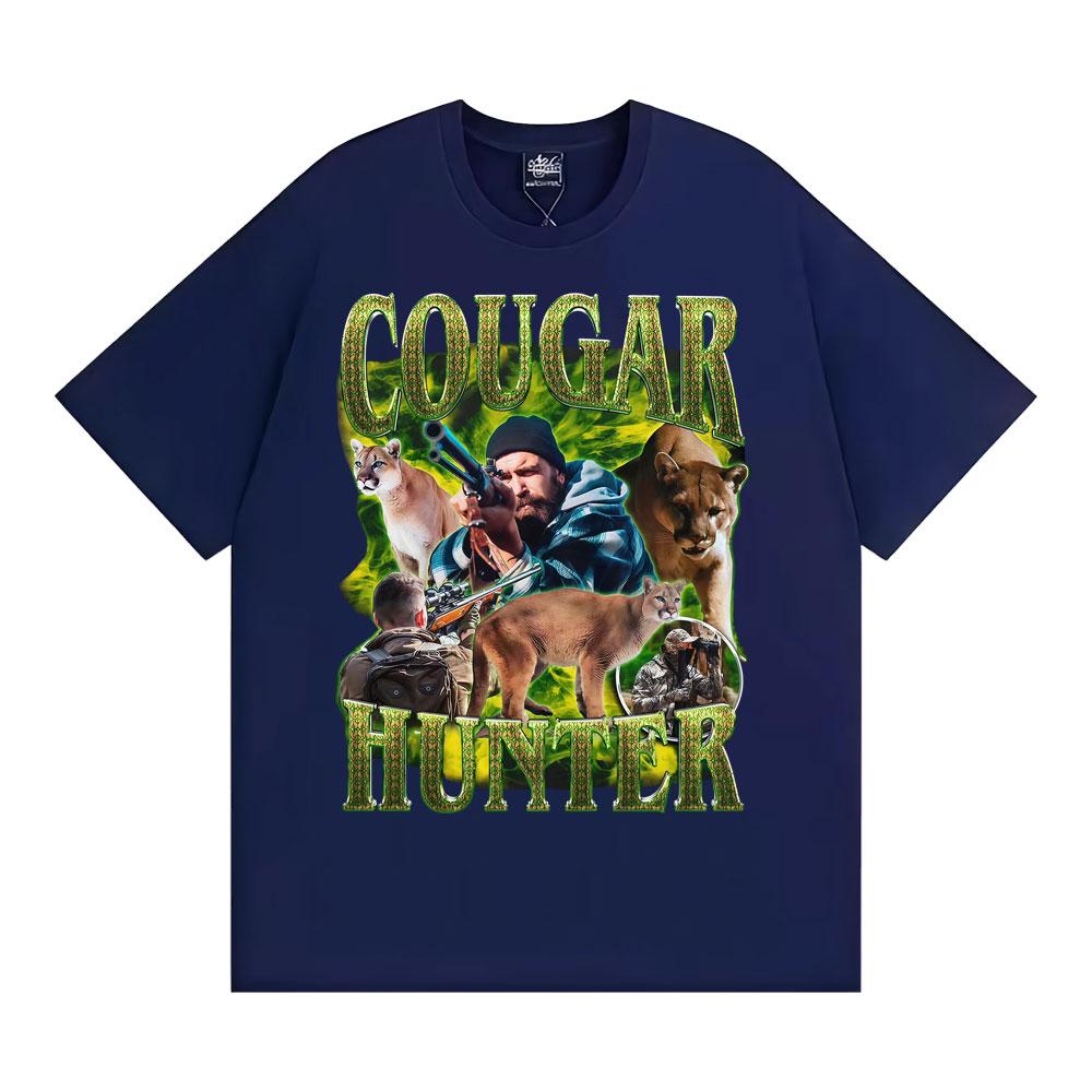 Funny 90s Cougar Hunter Vintage Y2K Graphic T Shirt Men Women Harajuku Humor Tops T-shirts Summer O-Neck Loose Oversized T-shirt