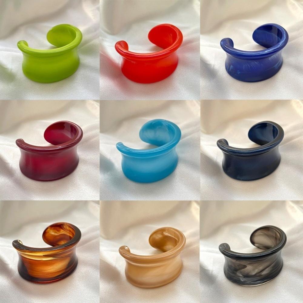 Marbled Wide-Surface Bracelets Chunky Geometric Cuff Bracelet New Acrylic Open Bangles Women