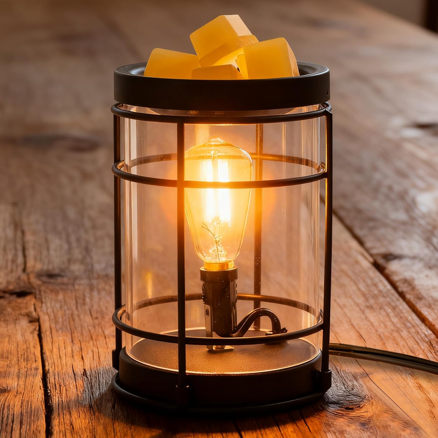 Электрические воскоплавы: Черный металлический аромалампа для восковых свечей, сертифицированный UKAC, Домашний декоративный масляный диффузор, Воскоплавитель для гостиной и спальни (Длина кабеля 1,5 м / 220 В чёрный