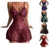 Ropa de dormir para mujer Vestido de tirantes finos Camisones sexys transparentes Encaje Pijamas Conjunto sexy Lencería
