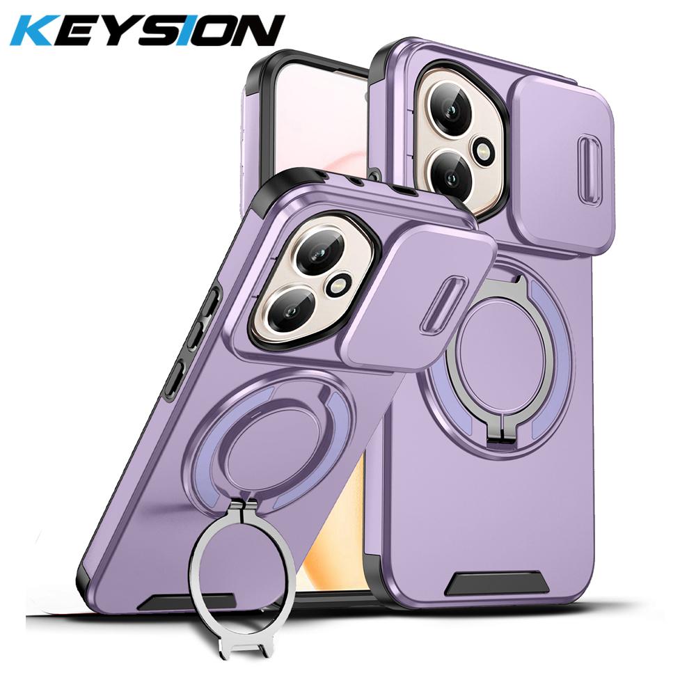KEYSION 360° Ringständer Handyhülle für HONOR 400 Pro 5G Schiebkamera Schutz Magnetische Stoßfeste Rückabdeckung für Honor 400 5G