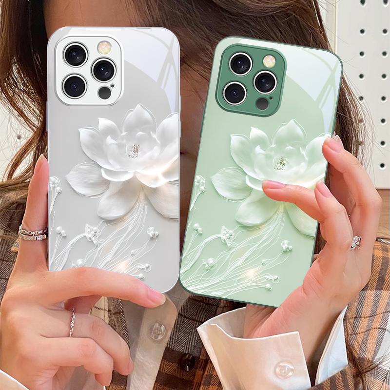 Misty and Gentle Flowers For iPhone 17 Air 16 E 15 14 13 Plus 12 Mini 11 17 Pro Max XR Xs Max 16E 7 8 Tempered Glass Phone Case
