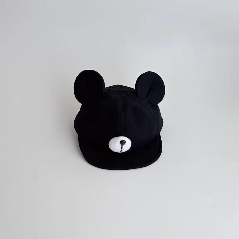 

Милая детская бейсболка с мультяшными ушками, мягкая кепка с козырьком для малышей, корейская однотонная регулируемая детская солнцезащитная шляпа чёрный