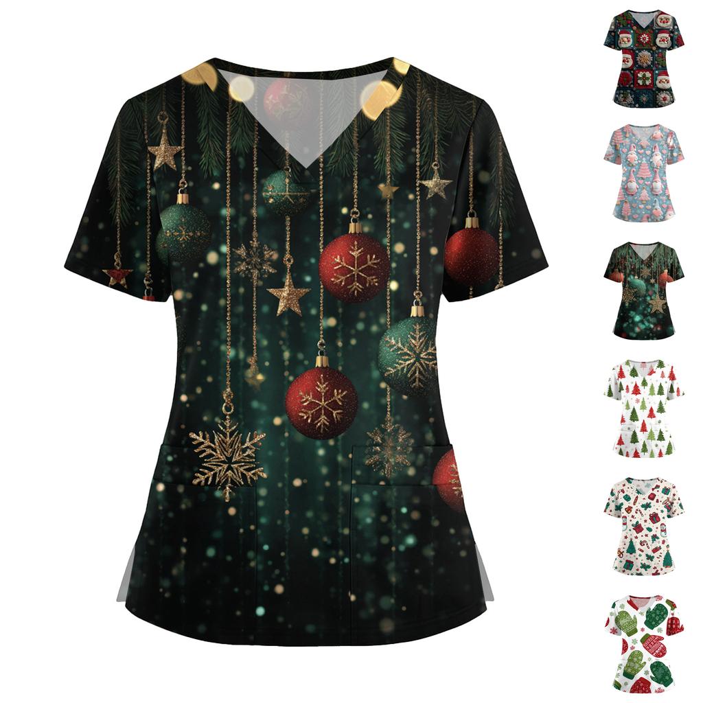 Mote V-hals Kortermet Jumpsuit for kvinner med Lommer Trykte Topper Klær