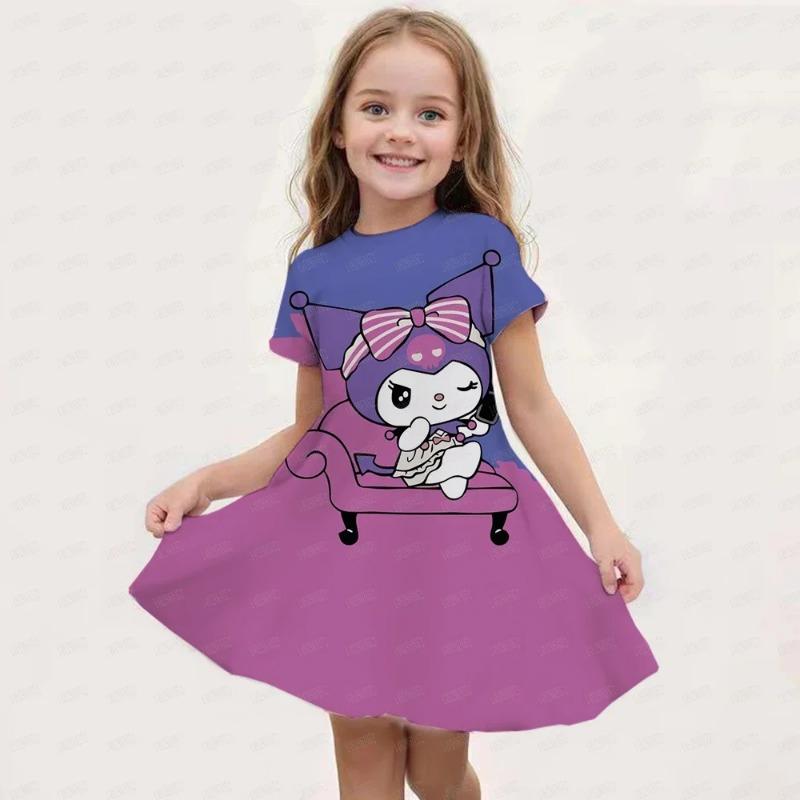 New Summer Girls Dress Fashion Cartoon Cute Cinnamoroll &Hello Kitty 3D Printing