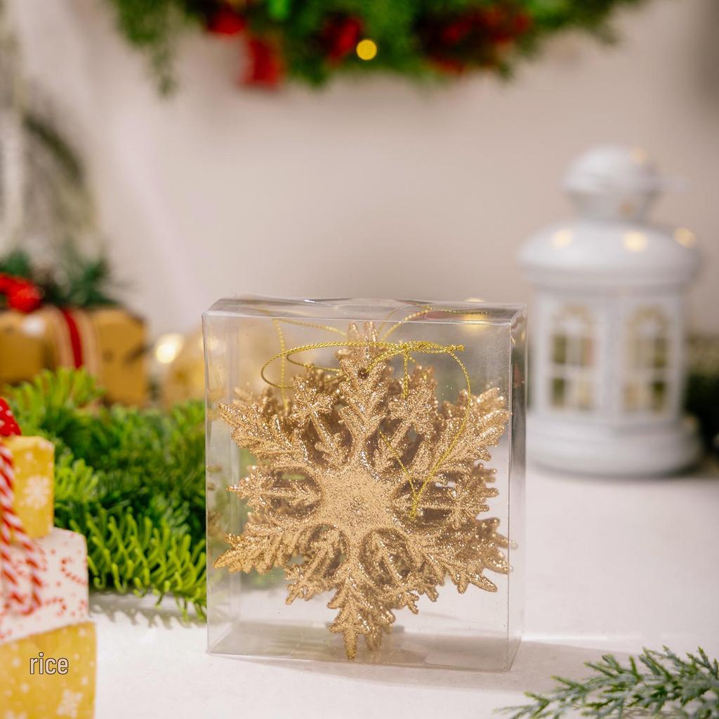 Haobei Gold-Plated Glitter Snowflake Ornaments - Colorful 3D Christmas Tree Decorations