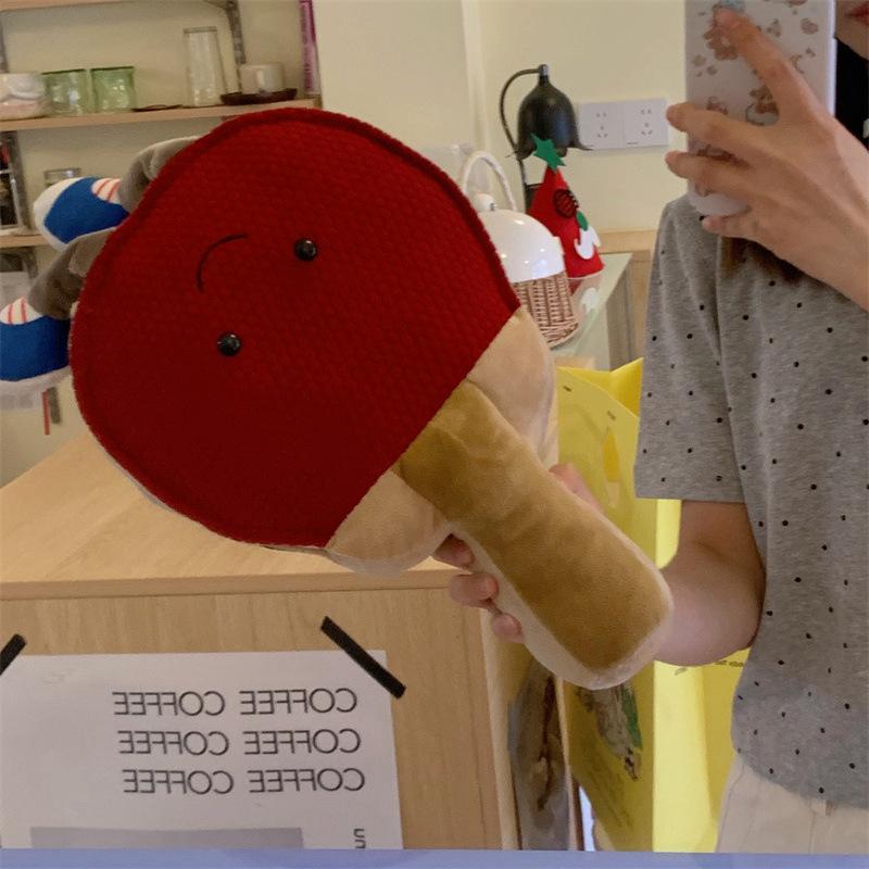 Creative Simulation Table Tennis Racket Pillow Plush Toy Puppet Doll
