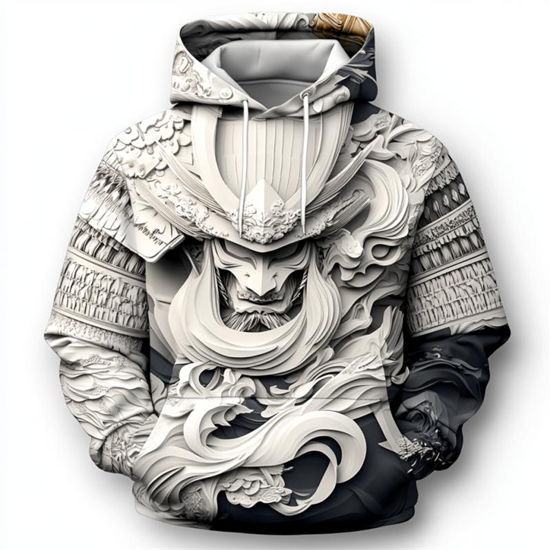 

Мужские худи с 3D принтом японского самурая, уличная хип-хоп одежда Харадзюку y2k, повседневные толстовки на осень и зиму, модные топы 6XL