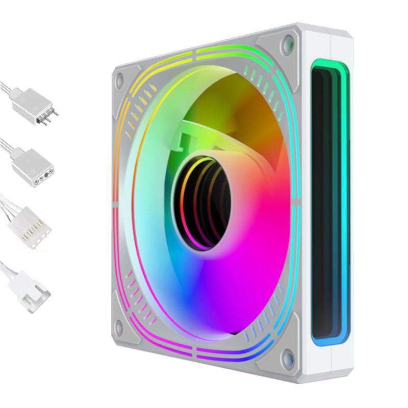 Ventola di Raffreddamento Silenziosa Prism 4Pro ARGB da 12cm Bianca con Controllo Temperatura Sincronizzato per PC Desktop