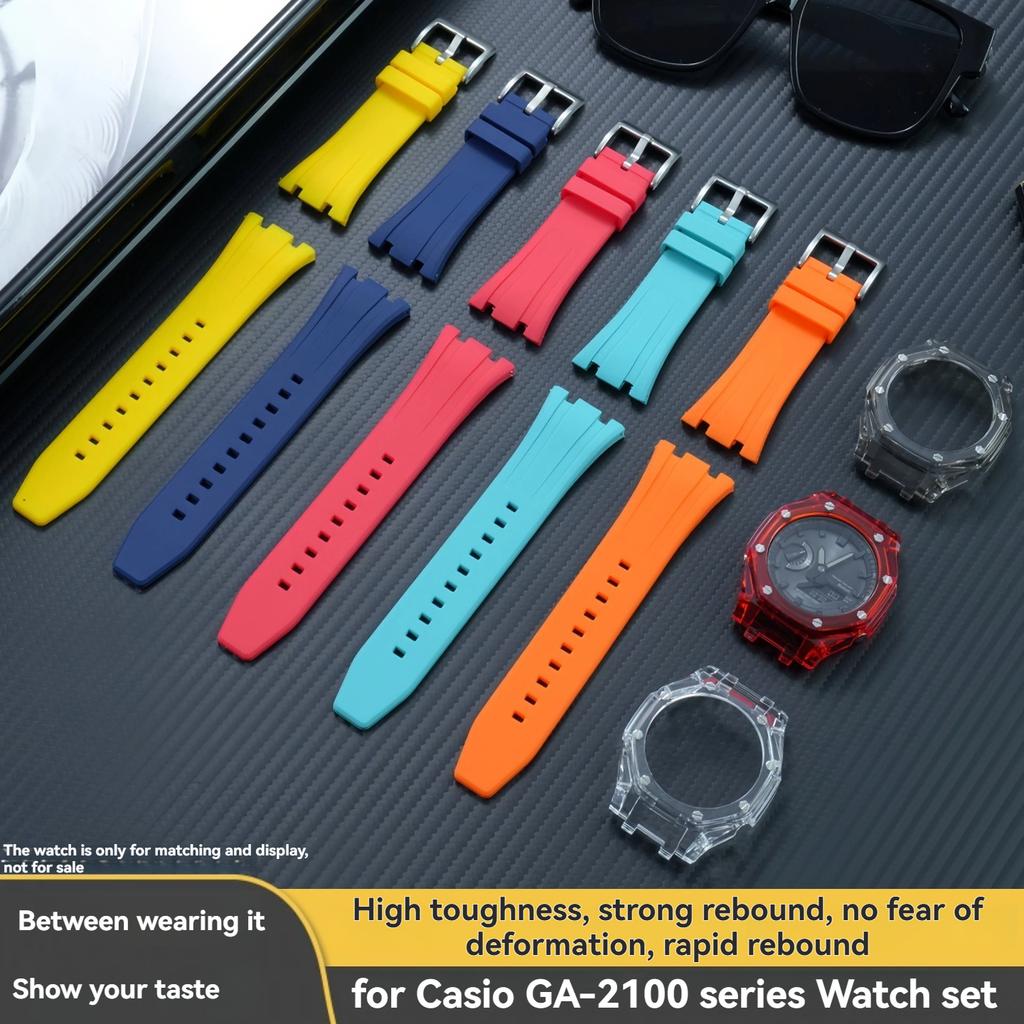 Für Casio GA2100 GA-B2100 Transparenter Lünettenrahmen Mod Kit - Strapazierfähiges Gummi Sportarmband Ersatzzubehör für GA2110 Uhren