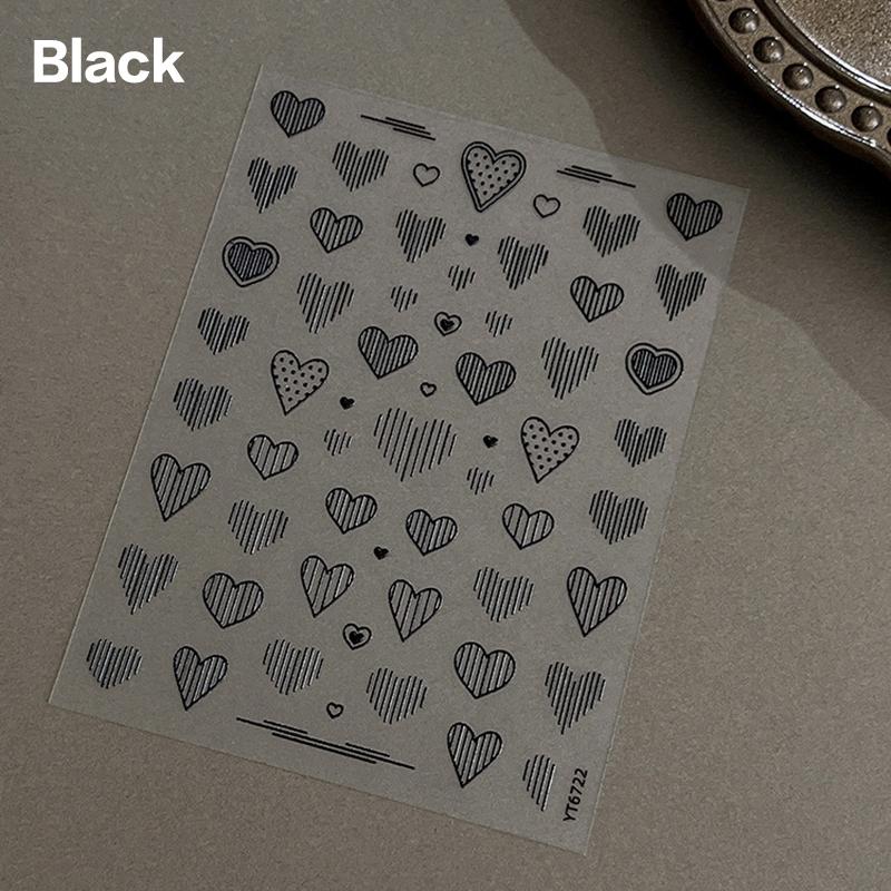 5D Embossed Line Heart Decal Nail Art Stickers Reliefs Self Adhesive Nail Art Manicure Decals For Women Manicure Supplies