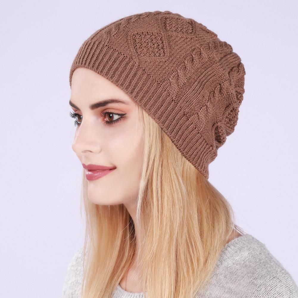 New Single layer Pleated Pile Pullover Hat for Men and Women Knitted Autumn and Winter Rhombus Ear Protection Warm Woolen Hat