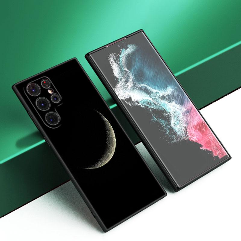 Husa de telefon din silicon Moon Stars Space Astronaut negru pentru Samsung Galaxy S23 S21 S20 FE S24 S22 Ultra S10E S10 S9 S8 Plus