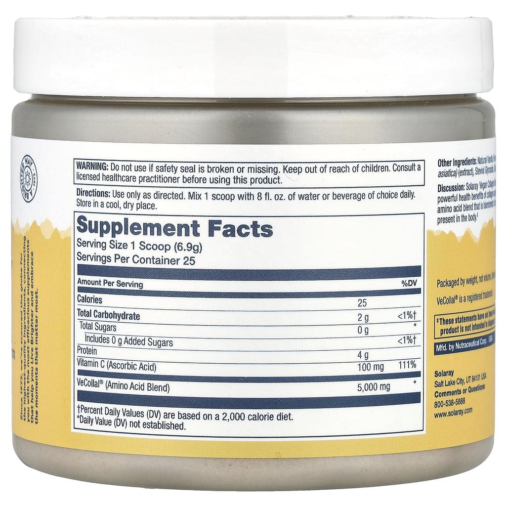 Vegan Collagen Booster Powder, Natural Vanilla, 173G(6.1Oz)