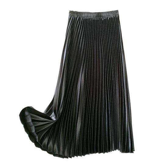 

Красивая Удобная Универсальная Полиэстеровая Юбка Миди с Высокой Посадкой Однотонная Уличная Юбка чёрный