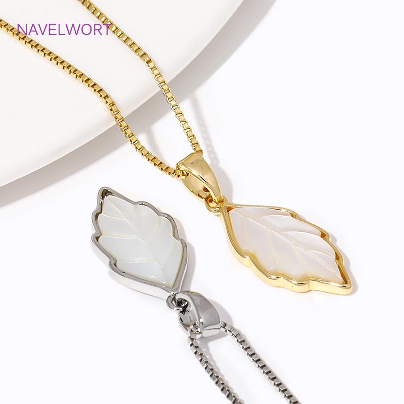 Trendy 18K Gold Plated Natural Shell Leaf Shape Pendant Charms For Bracelet Necklace Making Accessories DIY Jewelry Pendants