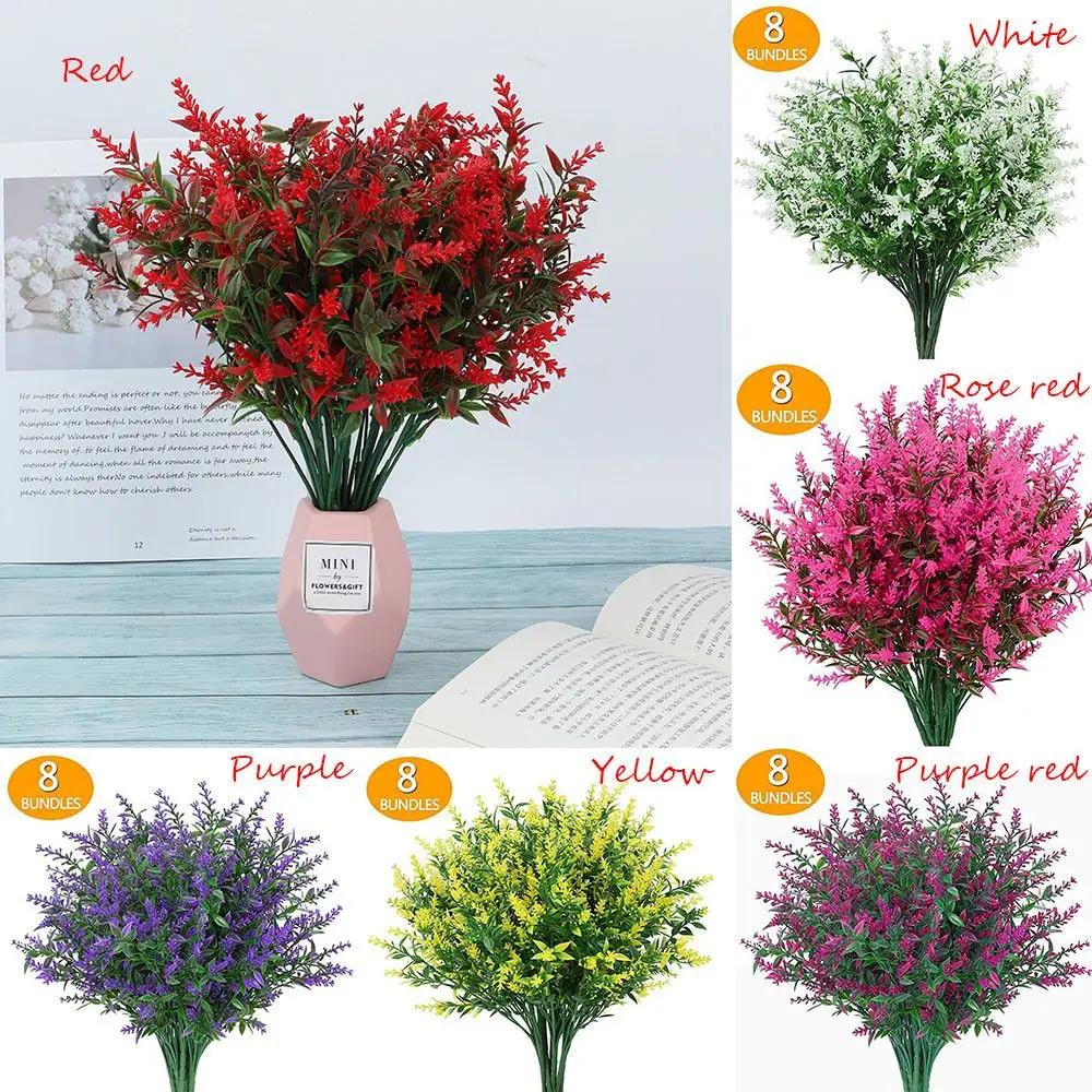 1Pc No Fade Photography Props Farmhouse Fake Flowers Shrubs Plants Home Garden Decor Artificial Lavender