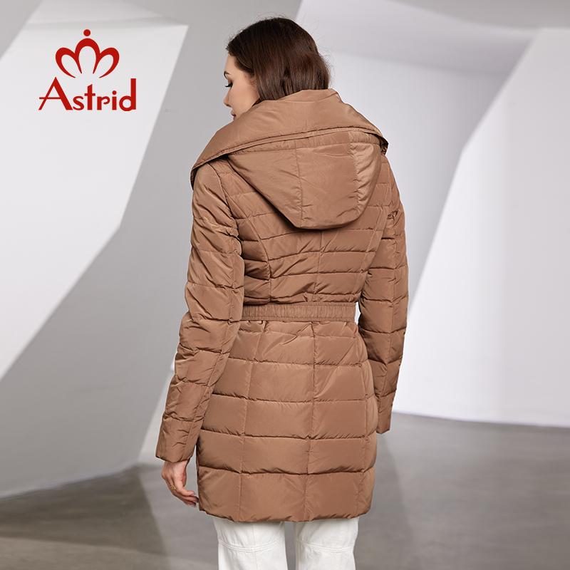 Astrid 2025 New Women's Winter Jacket Hooded Belt Long Parkas Warm Padding Puffer Plaid Quilted Coat Down Jacket Thick Snow Wear DR-055Y