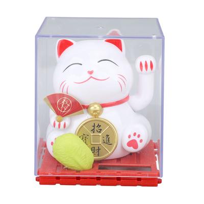 Gato da sorte com energia solar acenando para decoração de carro e escritório em casa Feng Shui Gato da sorte acenando