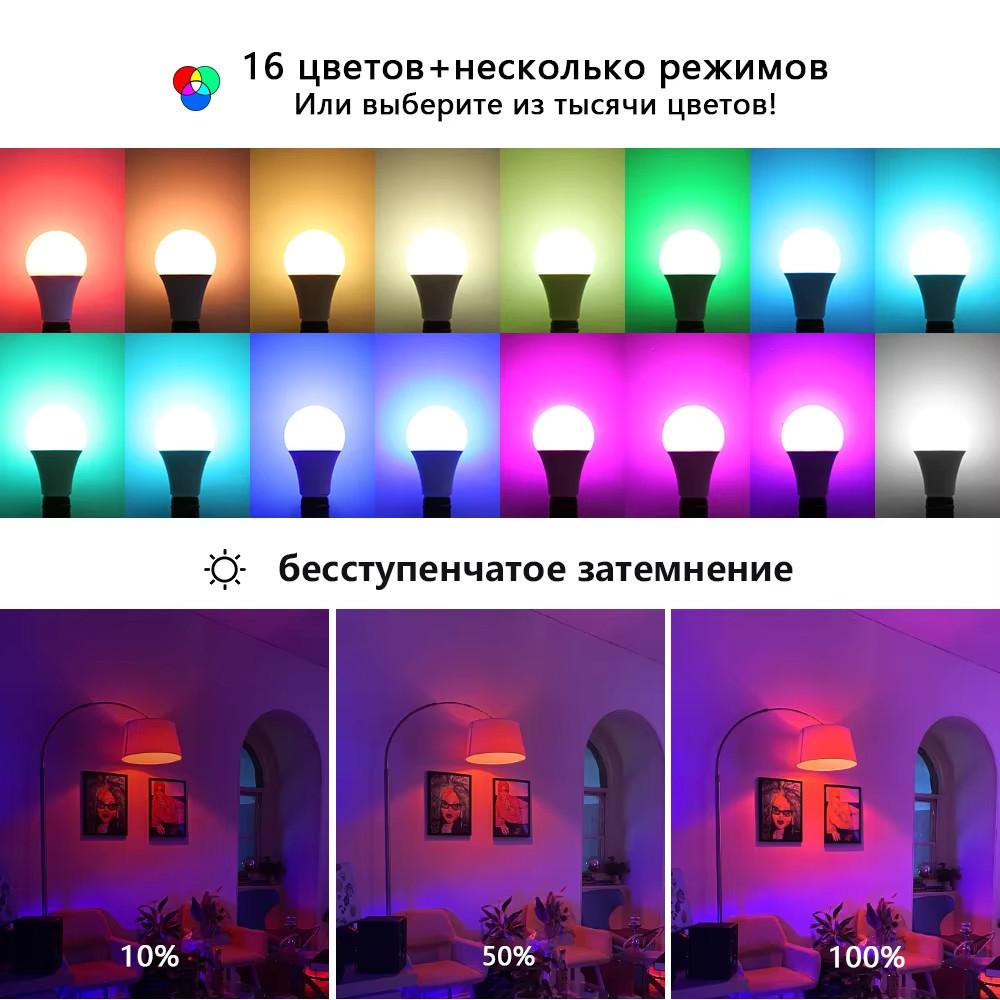 Bec LED RGB 16 Culori Bec Multicolor E27 220V Iluminat Casnic Dimmabil Telecomandă cu 24 de Taste Lampă Inteligentă Lumină de Atmosferă
