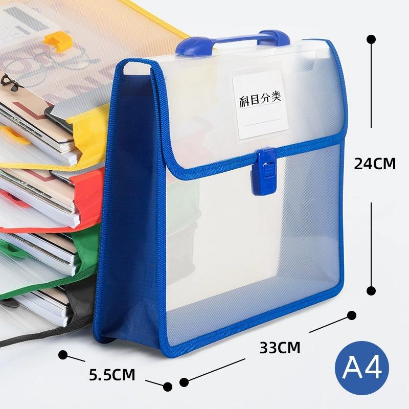 A4 Portable Snap Button File Bag Large-Capacity Document Bag Examination Paper Storage Bag File Organizer School Supplies
