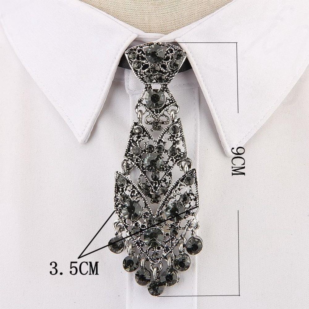 Fashion Rhinestone Tie Short Length Metal Short Tie Special Sparkle Costume Tie  Wine Party