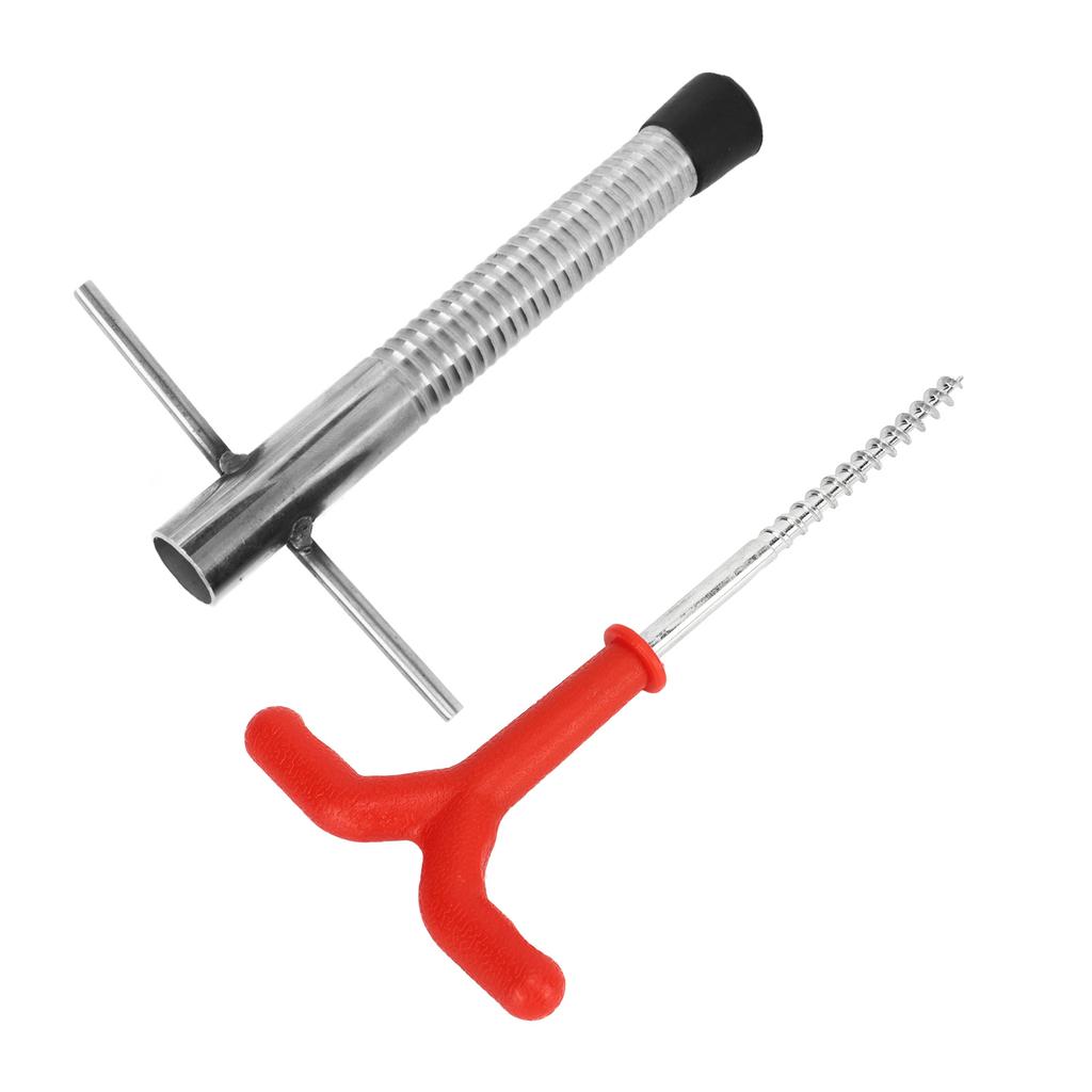 Ice Peg Drill Threaded Stainless Steel Multi Functional Ice Fishing Stake Nail Auger for Tent Shelter