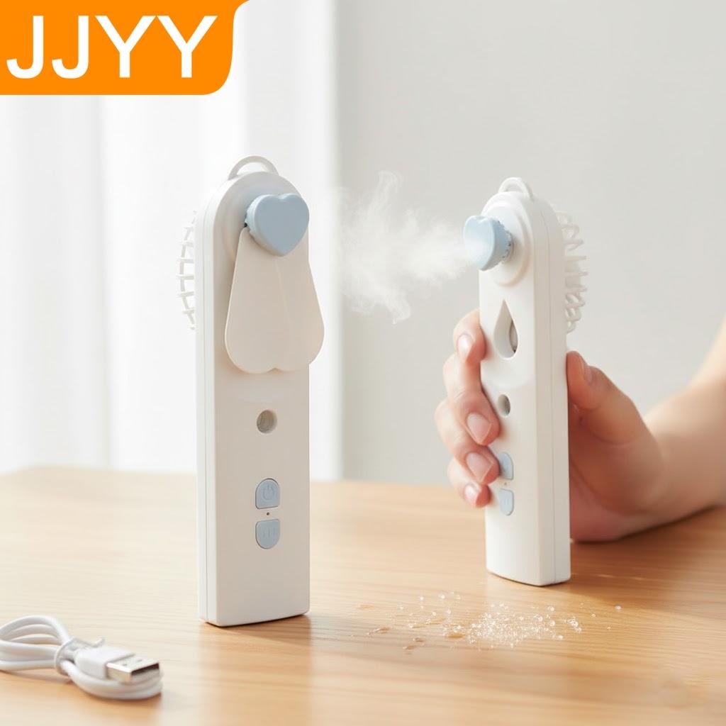 Portable 2in1 Mini Fan Humidifier Rechargeable USB Handheld Mist Fan Face Steam Engine Air