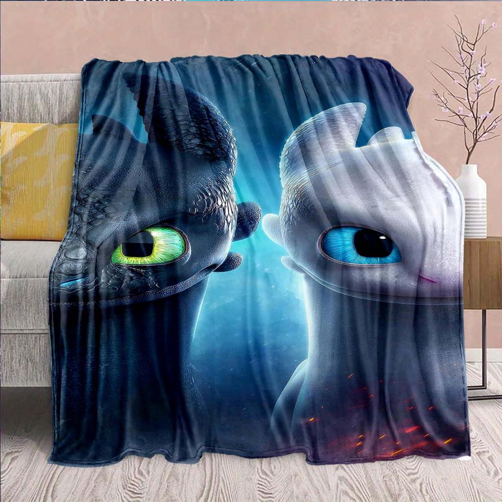 Black Dragon Stylish Flannel Blanket Dark Fantasy Dragon Soft Warm Cozy Throw Decor -QJY