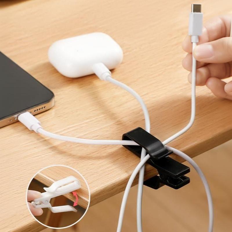 3Pcs Cable Management Clip Desk Edge Wire Holder No Drill Data Line Fixed Clamp For Desktop Home Car Cable Organizer
