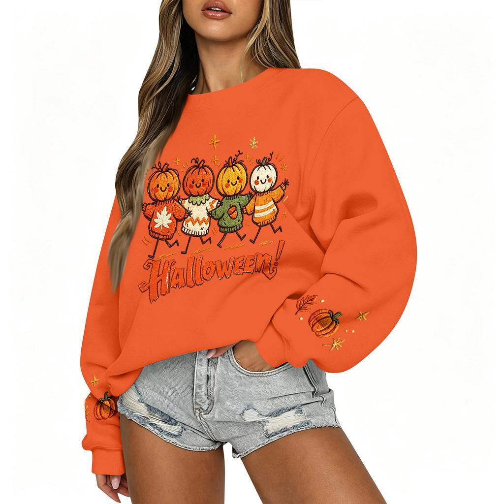 Women's Casual Long Sleeve Top with Christmas Print Round Neck for Holiday Party Wear