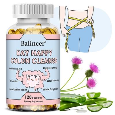Balincer Colon Cleanse Formel Kapseln, mit Probiotika, Flohsamenschalen, Aloe Vera, Sennesblatt, Mariendistel, Löwenzahnwurzel, 120 Kapseln