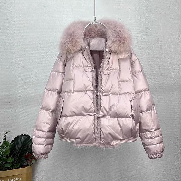 Women Winter Short Puffer Warm Down Jacket Female Loose Vintage Parka