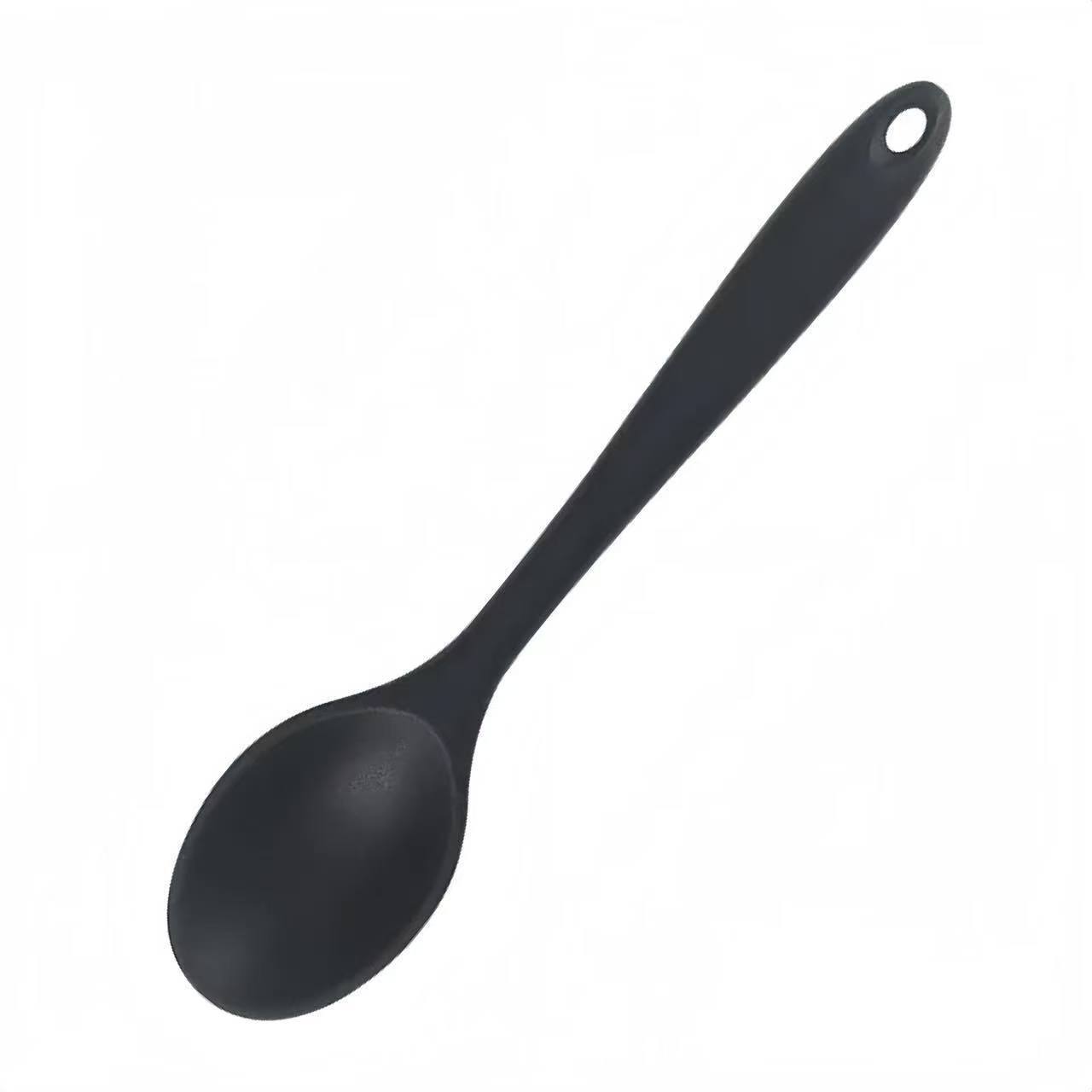 Silicone Spoon Stirring Long Handle Spoon Heat-resistant and Non-stick Food Grade Kitchen Accessories Silicone Cooking Tools чёрный