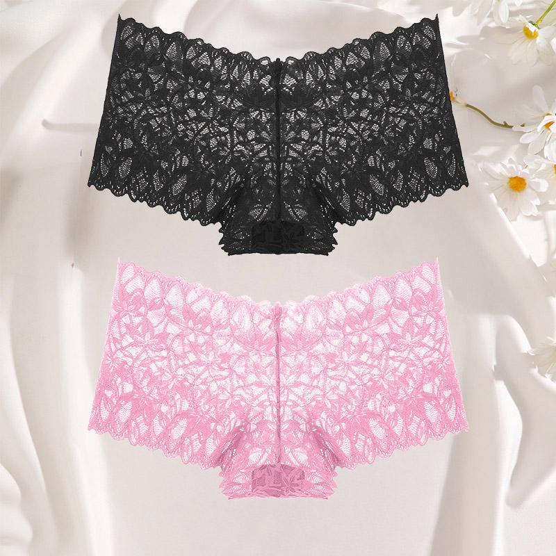 2 ks krajkové šortky pro ženy s nízkým pasem, květované spodní prádlo S-XL, sexy kalhotky pro dívky, dámské krajkové kalhotky, spodní prádlo