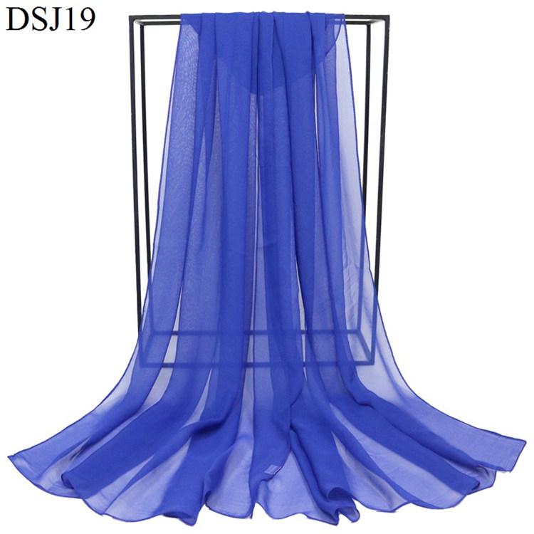 New Pure Color Georgette Silk Scarf Women Monochrome Red Scarves Sun Shawl Female Catwalk Training Dance Wraps
