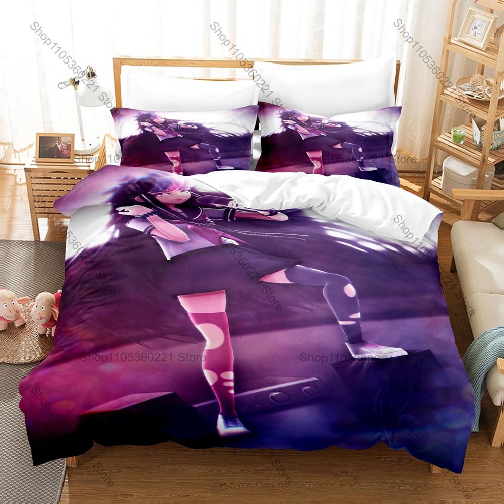 Danganronpa 2 Ibuki Mioda Bedding Set, Duvet Cover & 2 Pillowcases, Punk Rock Character Pattern Breathable All Season