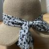 Gentle wind floral streamer rear split straw woven bucket hat spring and summer sun protection sunshade seaside vacation sun hat