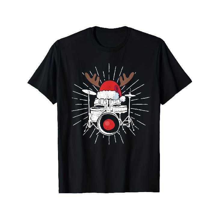 Drums Christmas Pajamas Music Instrument Band Drummer Rock T-Shirt S чёрный