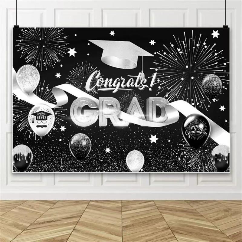 Graduation Background Cloth Black Gold Party Decoration Photo Birthday Picture Making