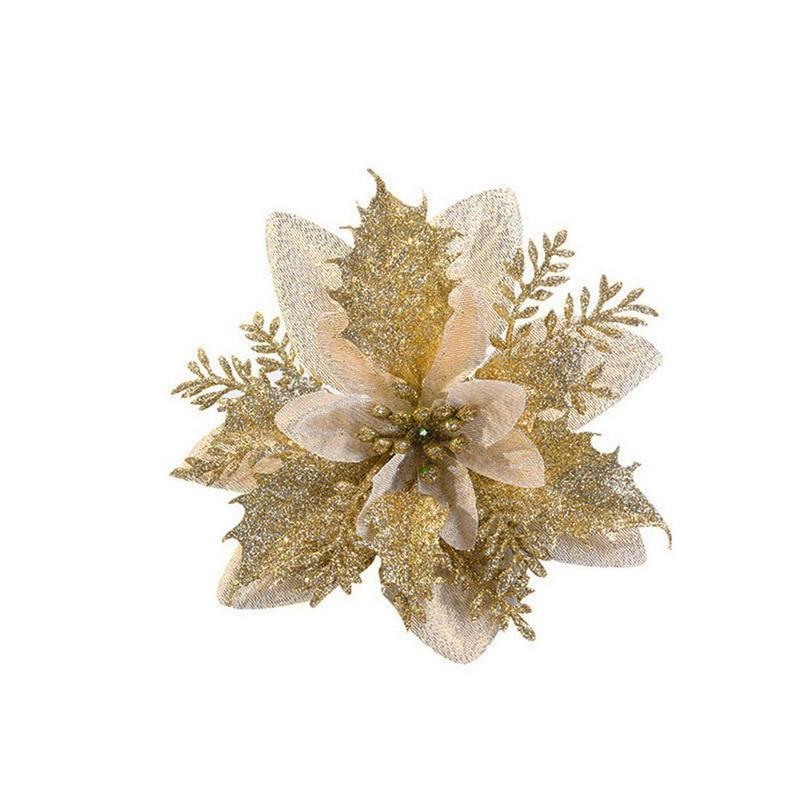 

1pc Artificial Flowers Christmas Decoration Fake Flowers for Home Decor Xmas Tree Ornament DIY Garland Gifts Accesso золотистый