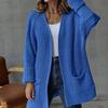 Cardigan da Donna alla Moda in Maglia Morbida Oversize Manica Lunga Scollo a V Casual Largo Medio Maglione Cappotto Solido Traspirante con Tasca Semplice Elegante