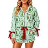 Women's Christmas Pajama Set With Button Down Shirt And Shorts, Holiday Sleepwear