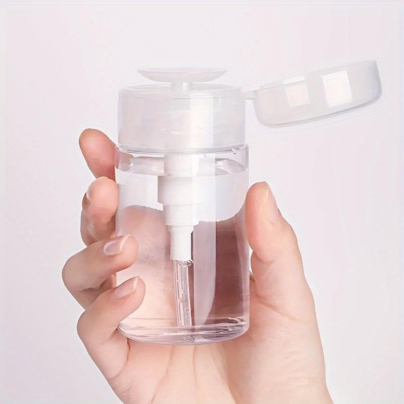 1/3pc Transparent Pump Bottle Dispenser Push-Down Refillable Travel Bottle Set for Makeup Nail Polish Remover Cosmetic Organizer